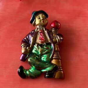 Colorful Clown Figurine - Gold, Green, Red, and Purple